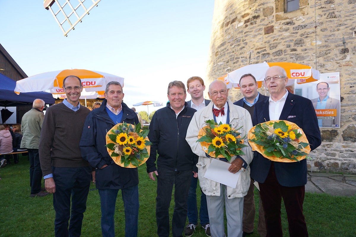 Bürgermeisterkandidat Frank Jaksties, Wilhelm Ludewig, Landratskandidat Bernd Stute, René Siekmann, Dr. Tim Ostermann MdB, Manfred Lenger